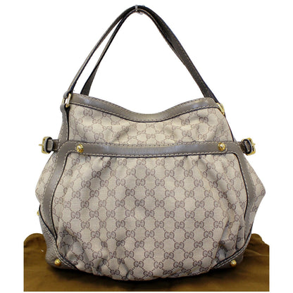 GUCCI Jockey Medium GG Canvas Monogram Tote Bag Beige 203546