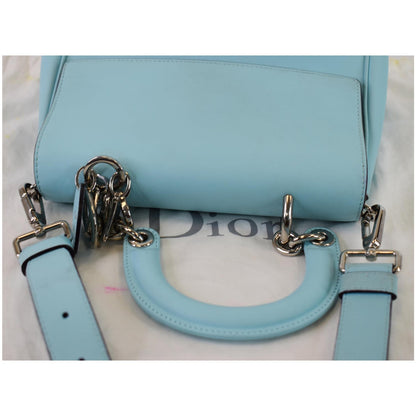 CHRISTIAN DIOR Be Dior Small Leather Flap Shoulder Bag Light Blue