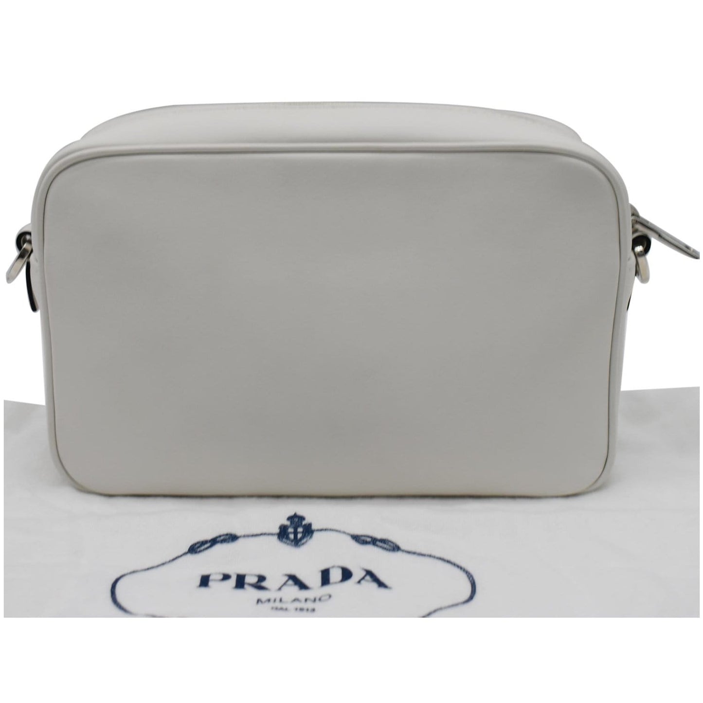 PRADA City Palm Tree Print Calfskin Leather Camera Bag White