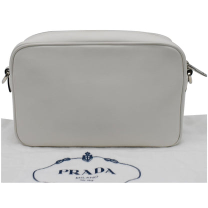 PRADA City Palm Tree Print Calfskin Leather Camera Bag White