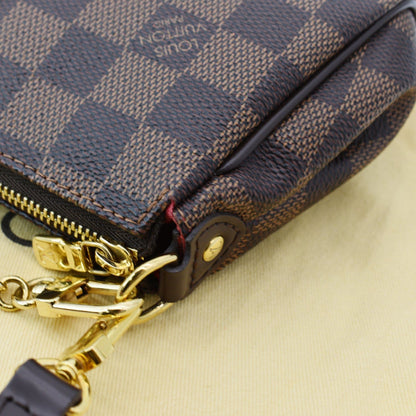 LOUIS VUITTON Eva Pochette Damier Ebene Clutch Crossbody Bag Brown