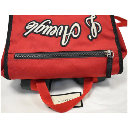 GUCCI Techno Embroidered Canvas Web Backpack Bag Red 45098