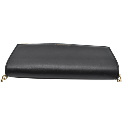 BURBERRY Henley House Check Leather Wallet On Chain Crossbody Bag Black