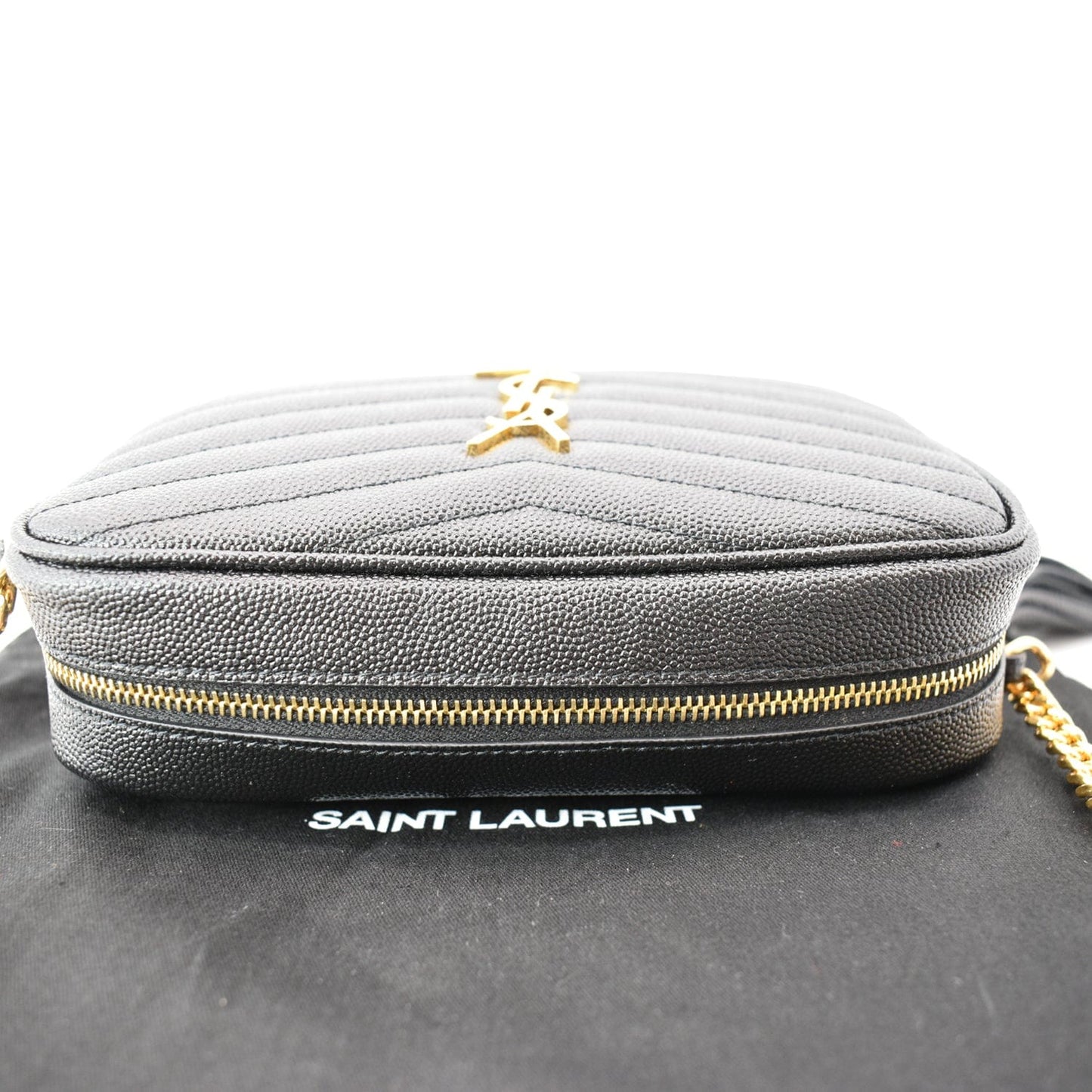 YVES SAINT LAURENT Mini Lou Grain De Poudre Camera Bag Black