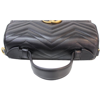 GUCCI GG Marmont Small Top Handle Shoulder Bag Black 498110