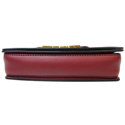CHRISTIAN DIOR Dio(r)evolution Flap Calfskin Shoulder Bag Dark Red