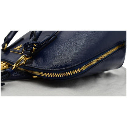 PRADA Vernice BL0837 Saffiano Leather Top Handle Bag Blue