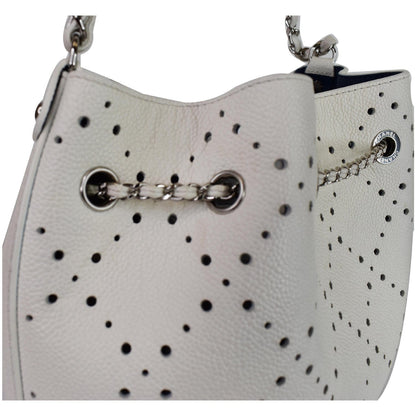 Chanel CC Drawstring Medium Perforated Caviar Bucket Bag White - 15% OFF