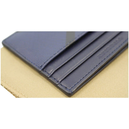 BURBERRY London Check Money Clip Card Case Navy/Black