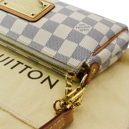 LOUIS VUITTON Pochette Eva Damier Azur Clutch Bag White