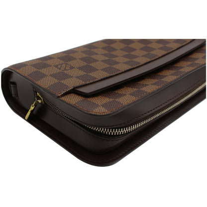 LOUIS VUITTON Saint Louis Damier Ebene Pochette Clutch Bag Brown