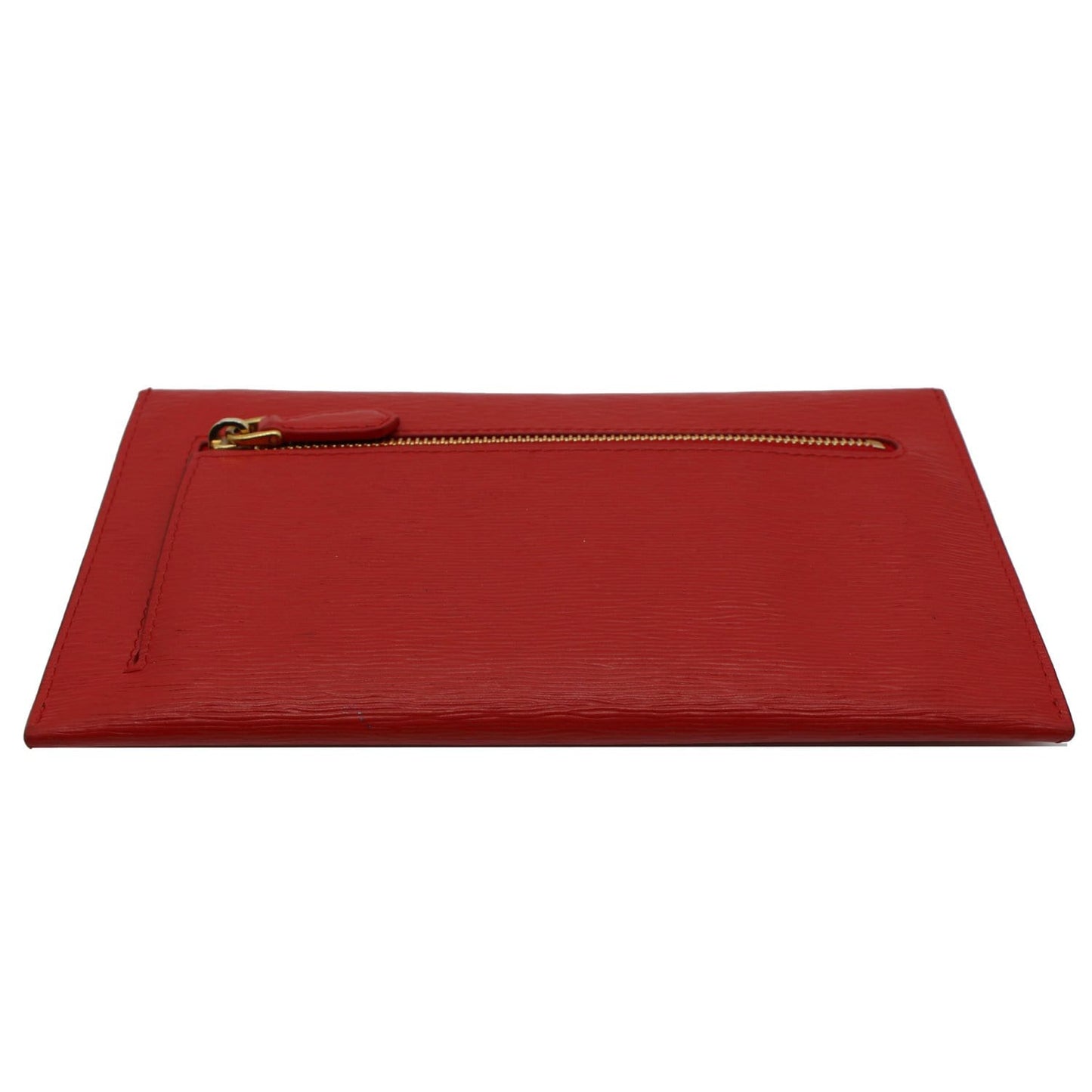 PRADA Envelope Leather Clutch Wallet Red