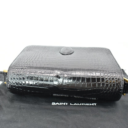 YVES SAINT LAURENT New Besace Embossed Leather Crossbody Bag Black