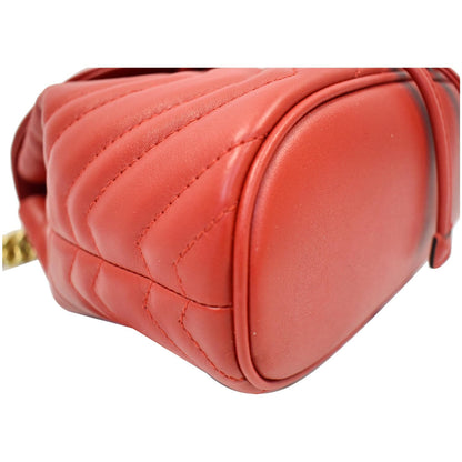 GUCCI GG Marmont Matelasse Leather Backpack Bag Red 528129