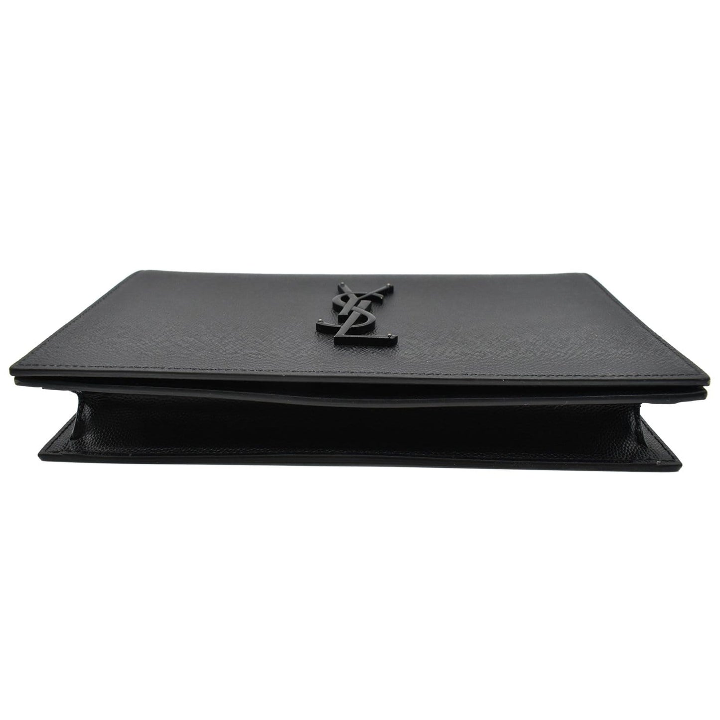 YVES SAINT LAURENT Kate Pebbled Leather Clutch Wallet Black