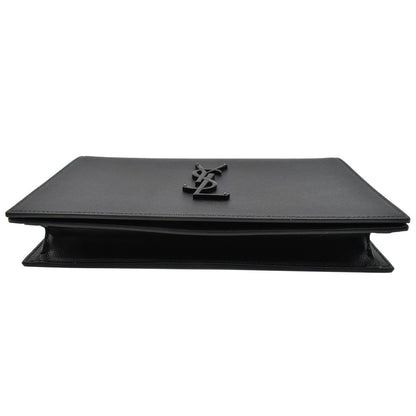 YVES SAINT LAURENT Kate Pebbled Leather Clutch Wallet Black