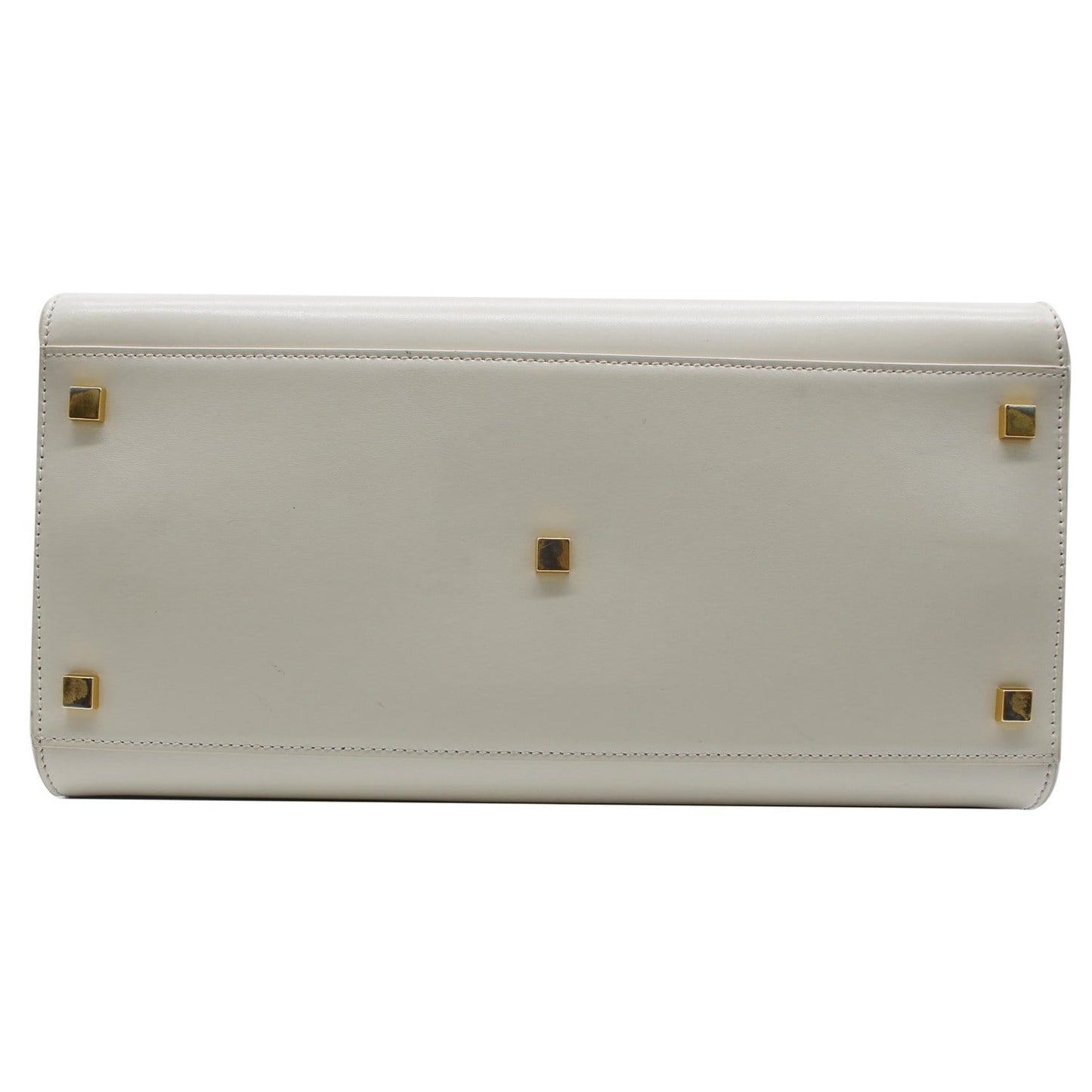 YVES SAINT LAURENT Uptown Medium Leather Tote Bag White