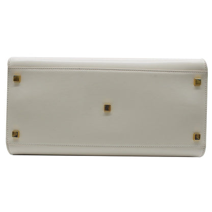 YVES SAINT LAURENT Uptown Medium Leather Tote Bag White