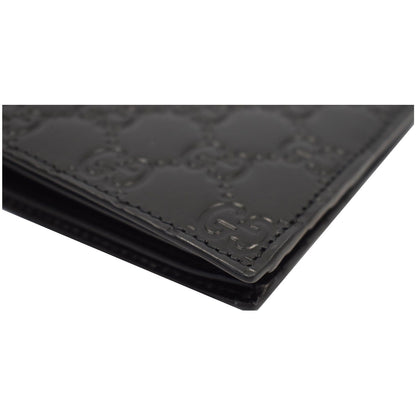 GUCCI GG Signature Leather Bi-Fold Wallet Black 473916