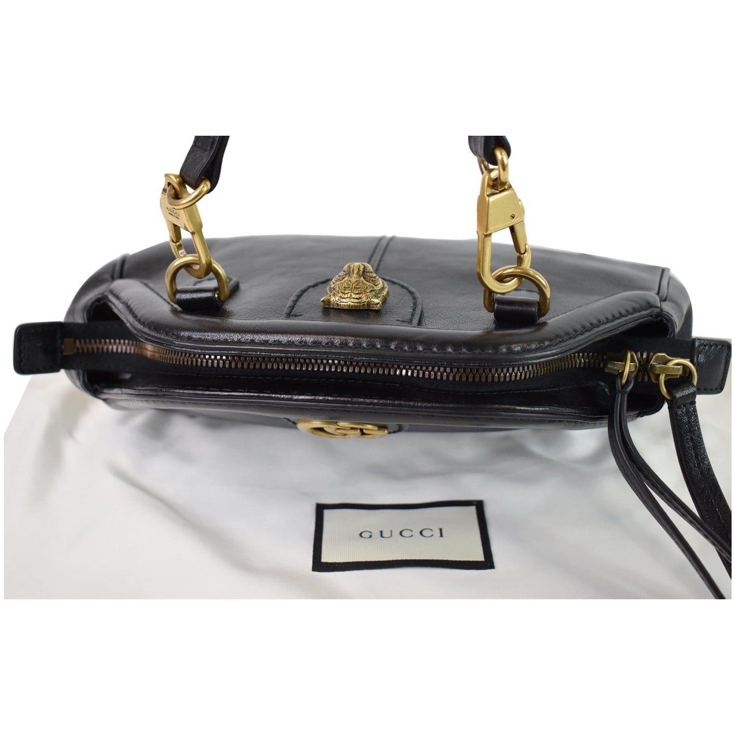 GUCCI GG Re(Belle) Tiger Head Leather Crossbody Bag Black 524620