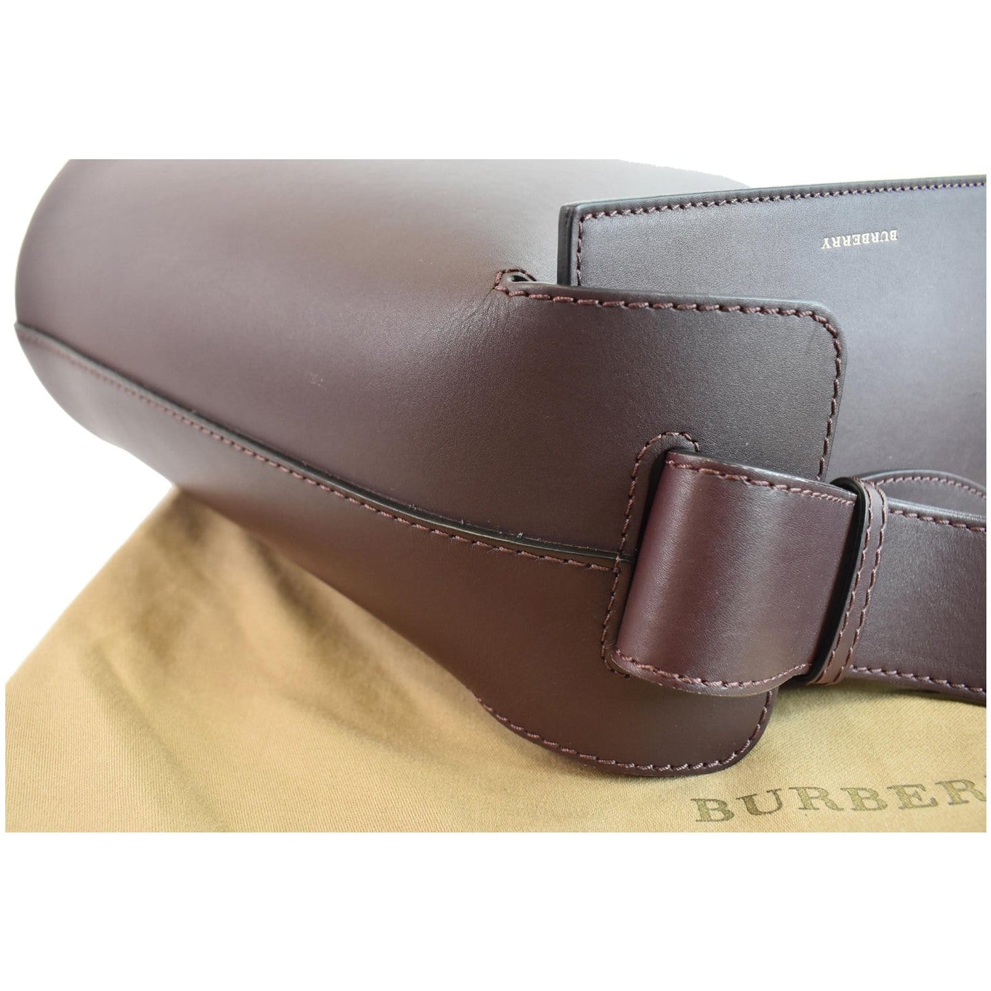 BURBERRY Bucket Medium Leather Shoulder Bag Deep Claret