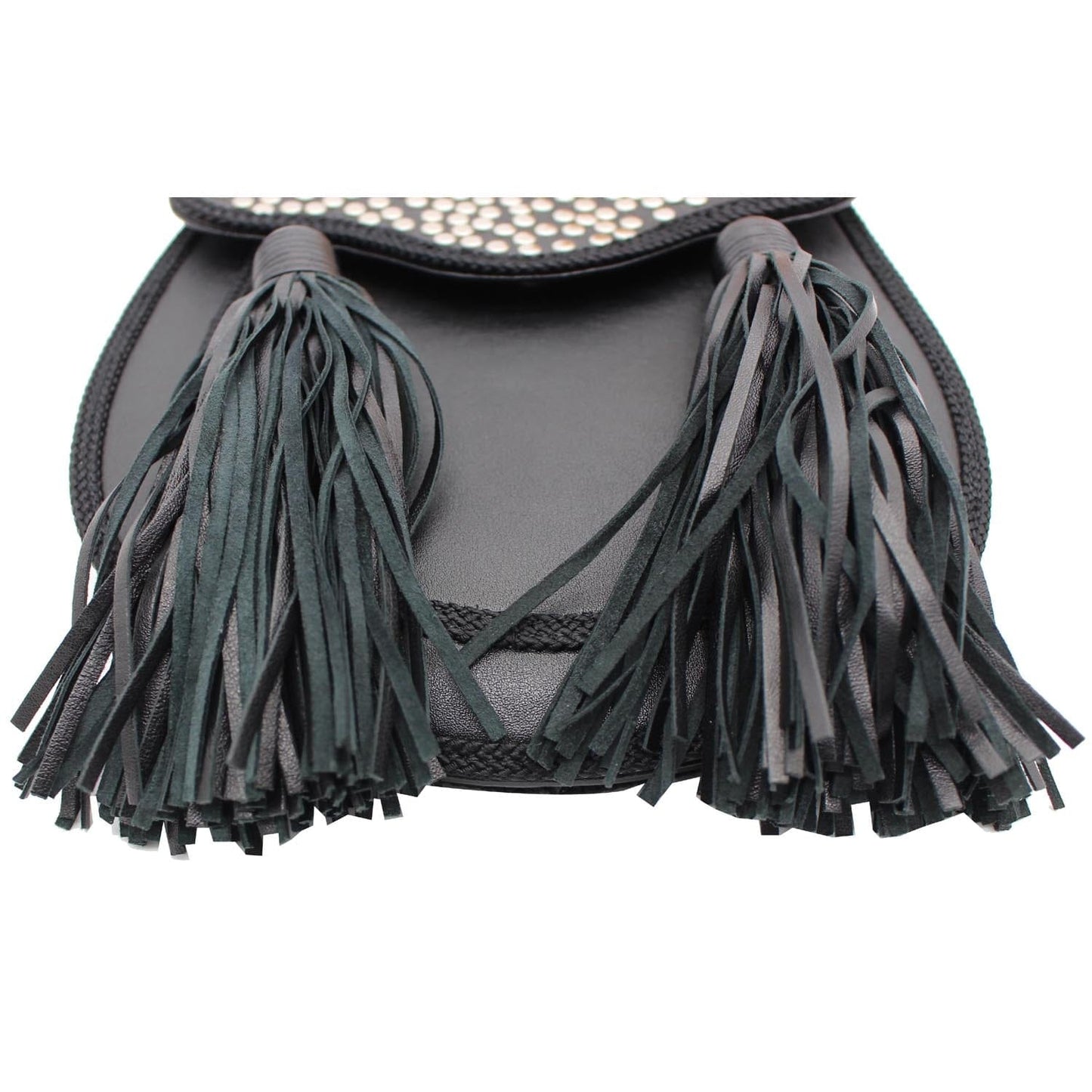 YVES SAINT LAURENT Opium 2 Studded Leather Tassel Bag Black