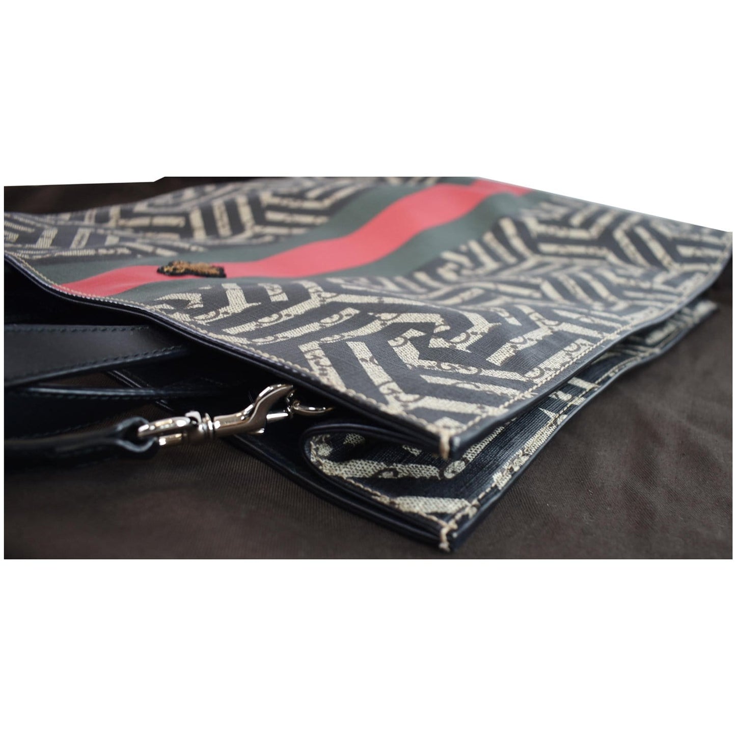GUCCI Caleido Print Web Canvas Tote Bag Beige/Black 450950