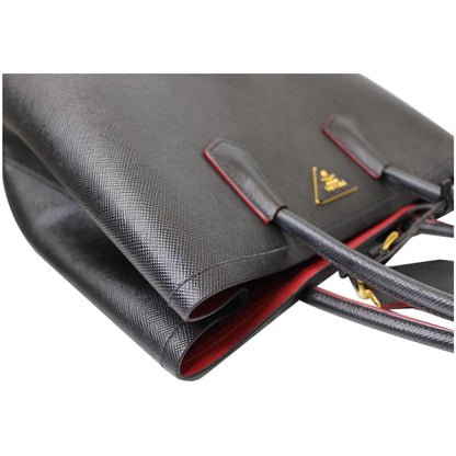 PRADA Double Handle Saffiano Leather Tote Bag Black