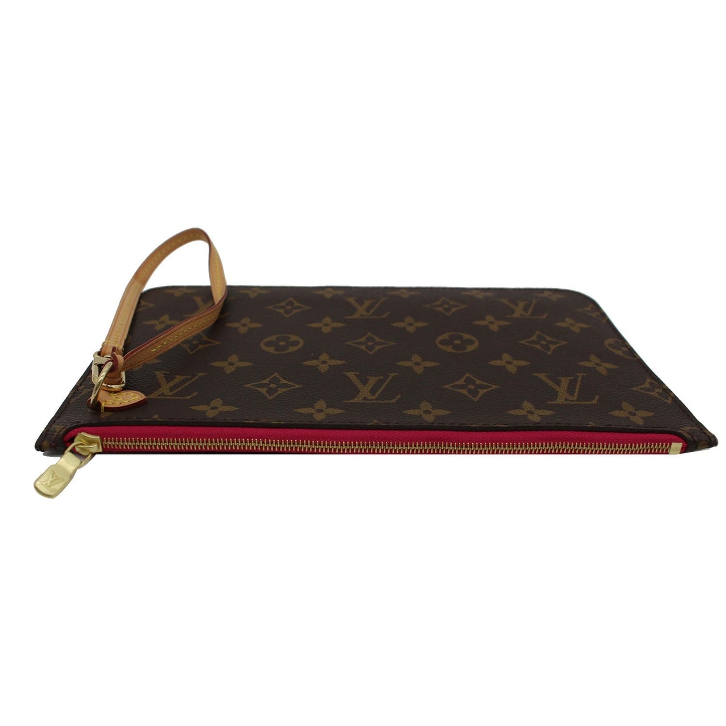 LOUIS VUITTON Neverfull MM Monogram Canvas Pochette Wristlet Pouch Fuchsia