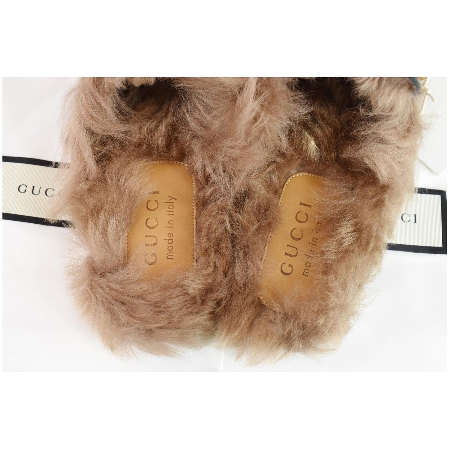 GUCCI Princetown Skull Angel Fur Leather Slipper Black US 7