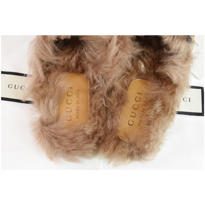 GUCCI Princetown Skull Angel Fur Leather Slipper Black US 7