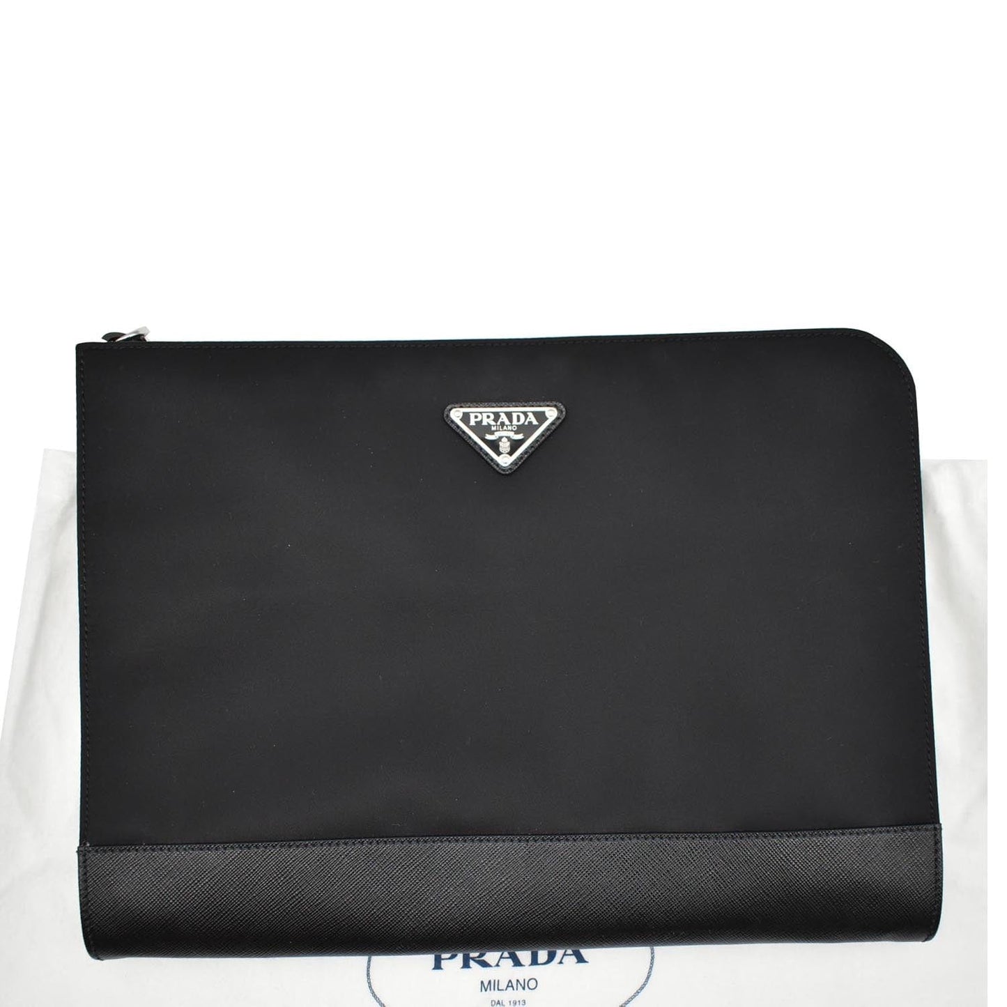PRADA Document Nylon Leather Pouch Black