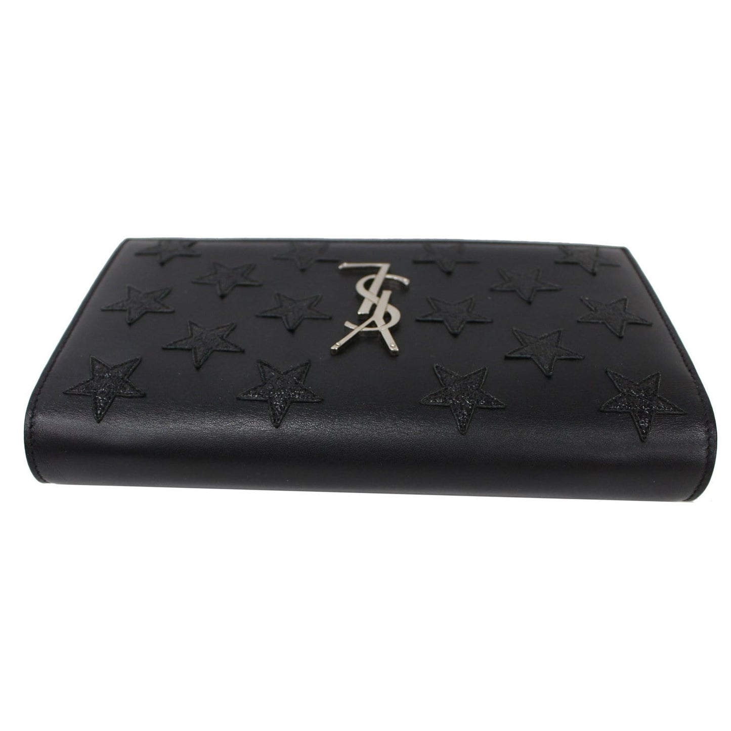 YVES SAINT LAURENT Kate Stars Leather Chain Clutch Crossbody Bag Black