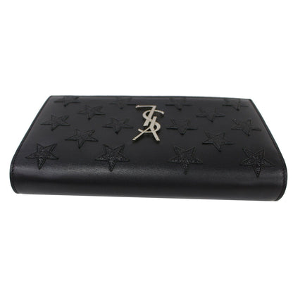 YVES SAINT LAURENT Kate Stars Leather Chain Clutch Crossbody Bag Black