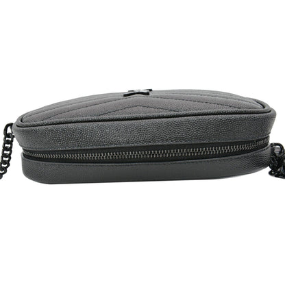 YVES SAINT LAURENT Mini Lou Leather Camera Crossbody Bag Black