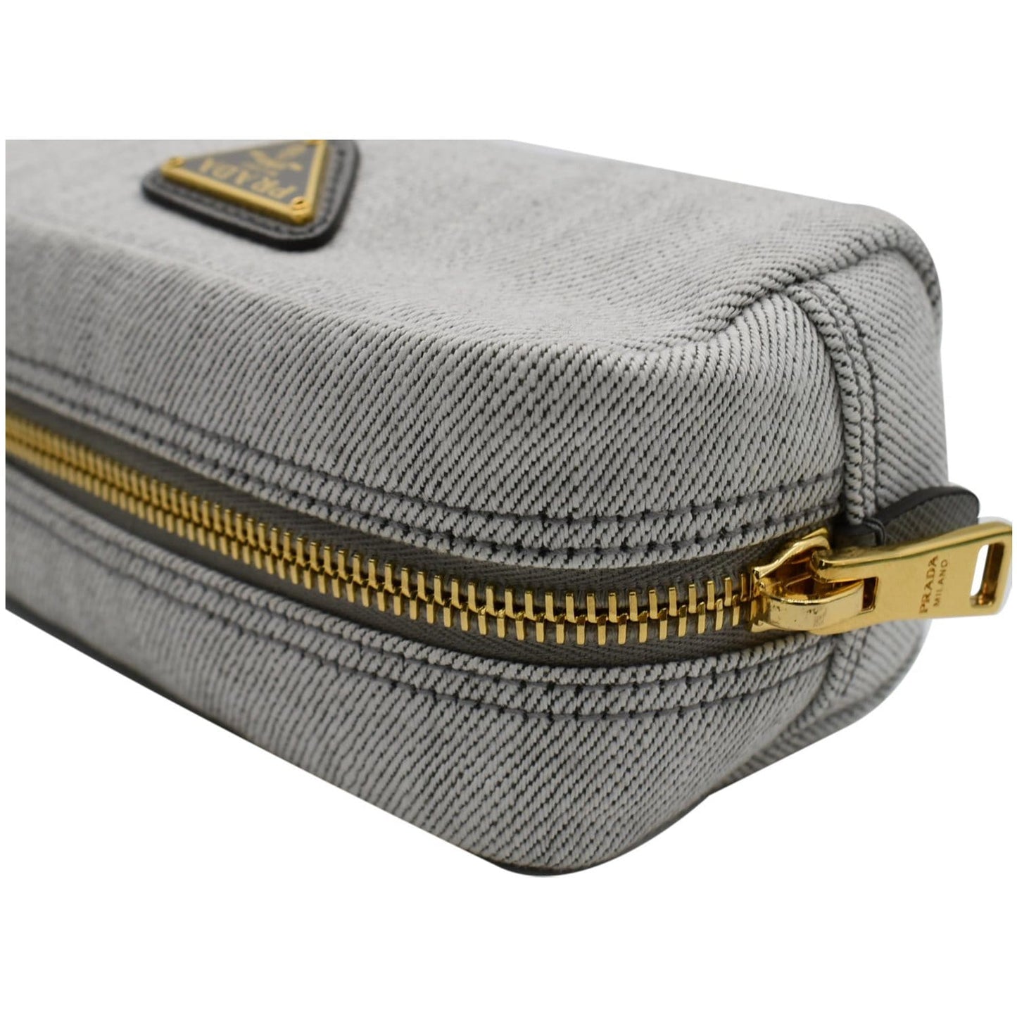 PRADA Milano Denim Canvas Pouch Bag Grey - 10% OFF
