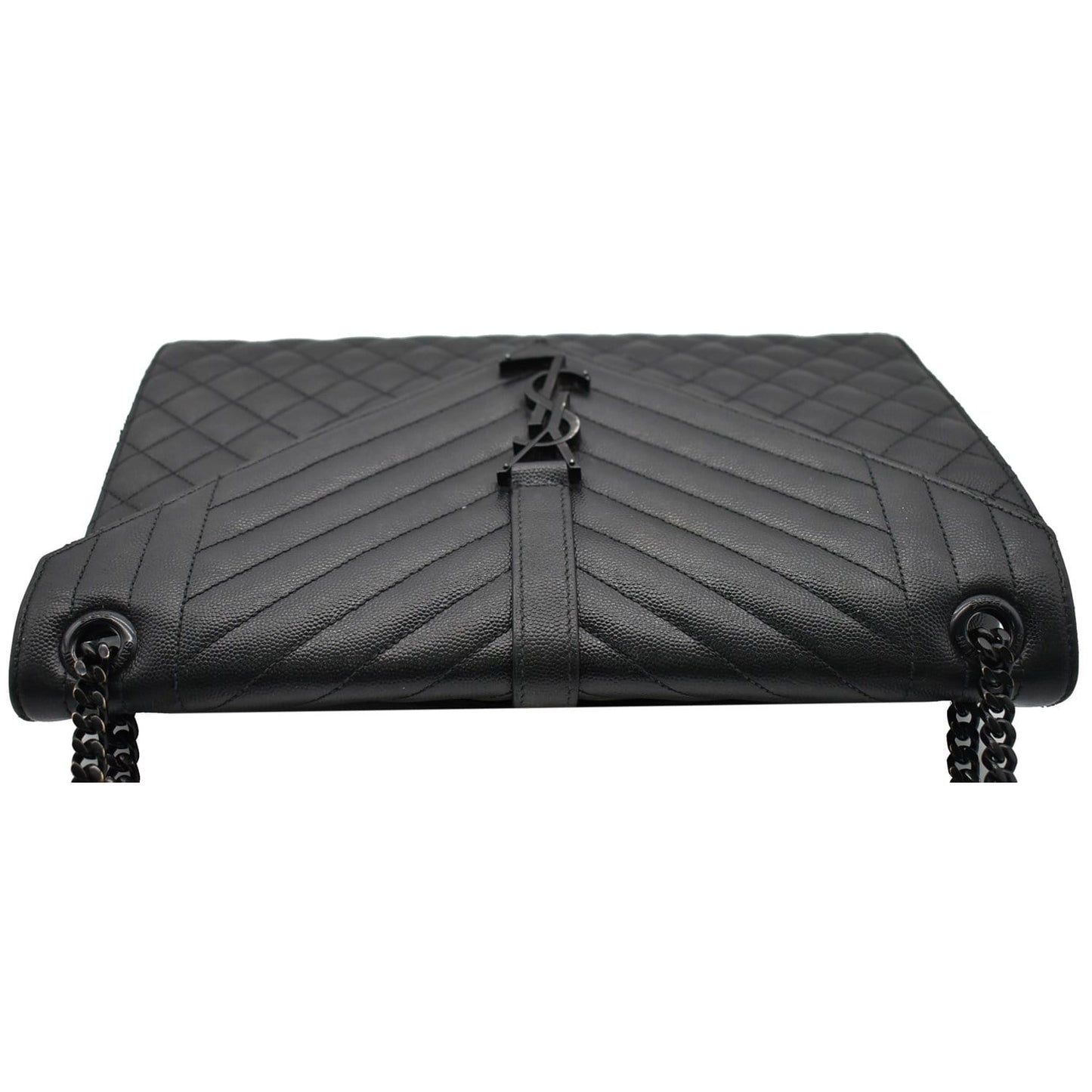 YVES SAINT LAURENT Envelope Large Grain De Poudre Leather Shoulder Bag Black