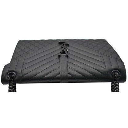 YVES SAINT LAURENT Envelope Large Grain De Poudre Leather Shoulder Bag Black