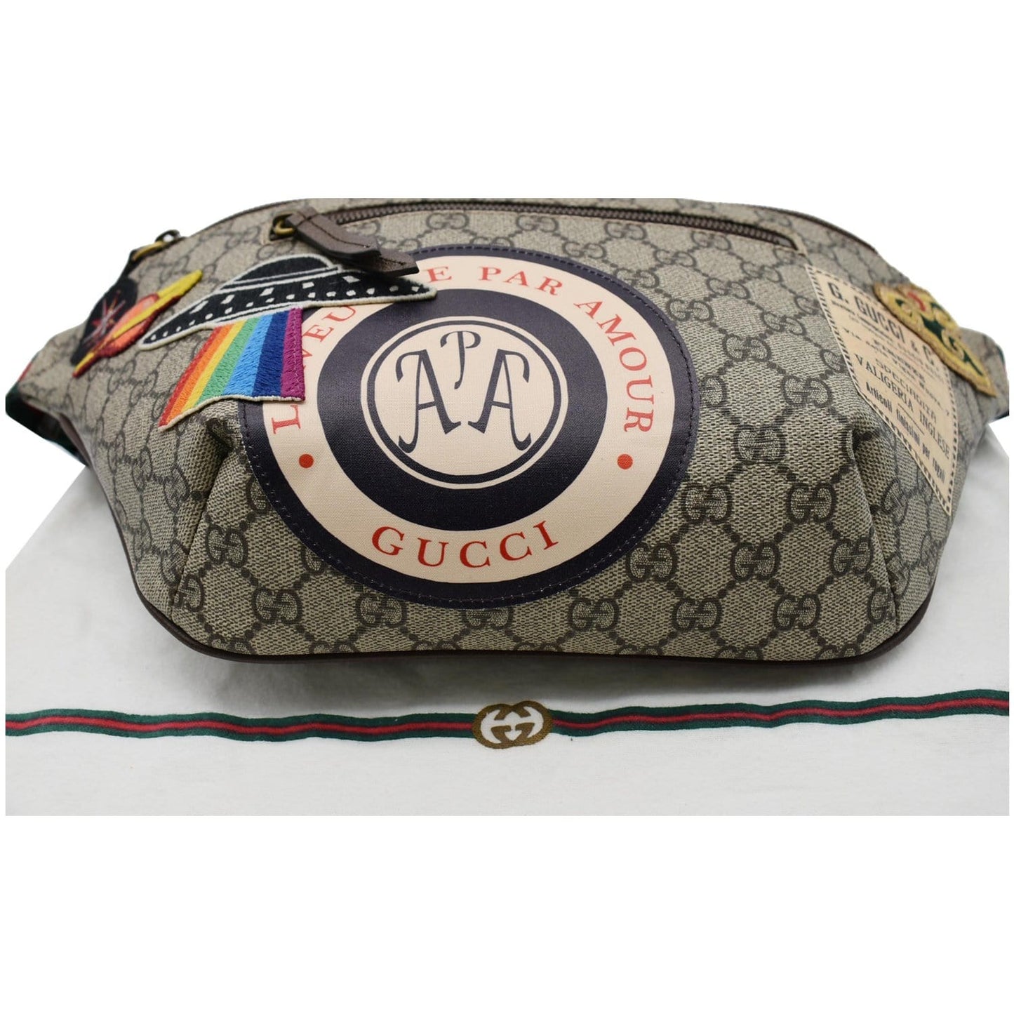 GUCCI Courrier GG Supreme Canvas Belt Waist Bum Bag Beige 529711