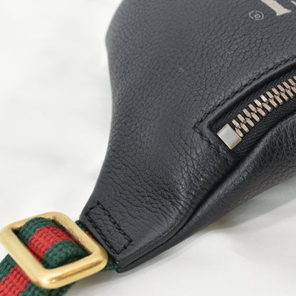 GUCCI Print Grained Calfskin Leather Small Belt Bag Black 527792