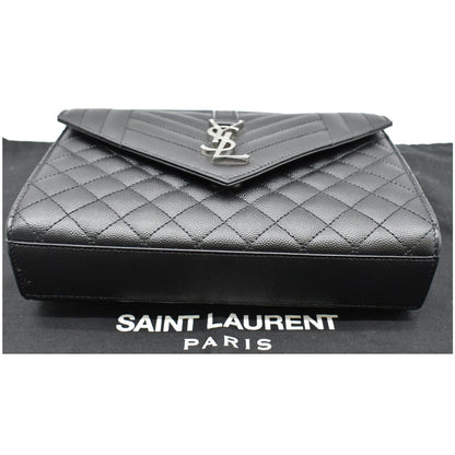 YVES SAINT LAURENT Envelope Medium Chain Leather Shoulder Bag Black