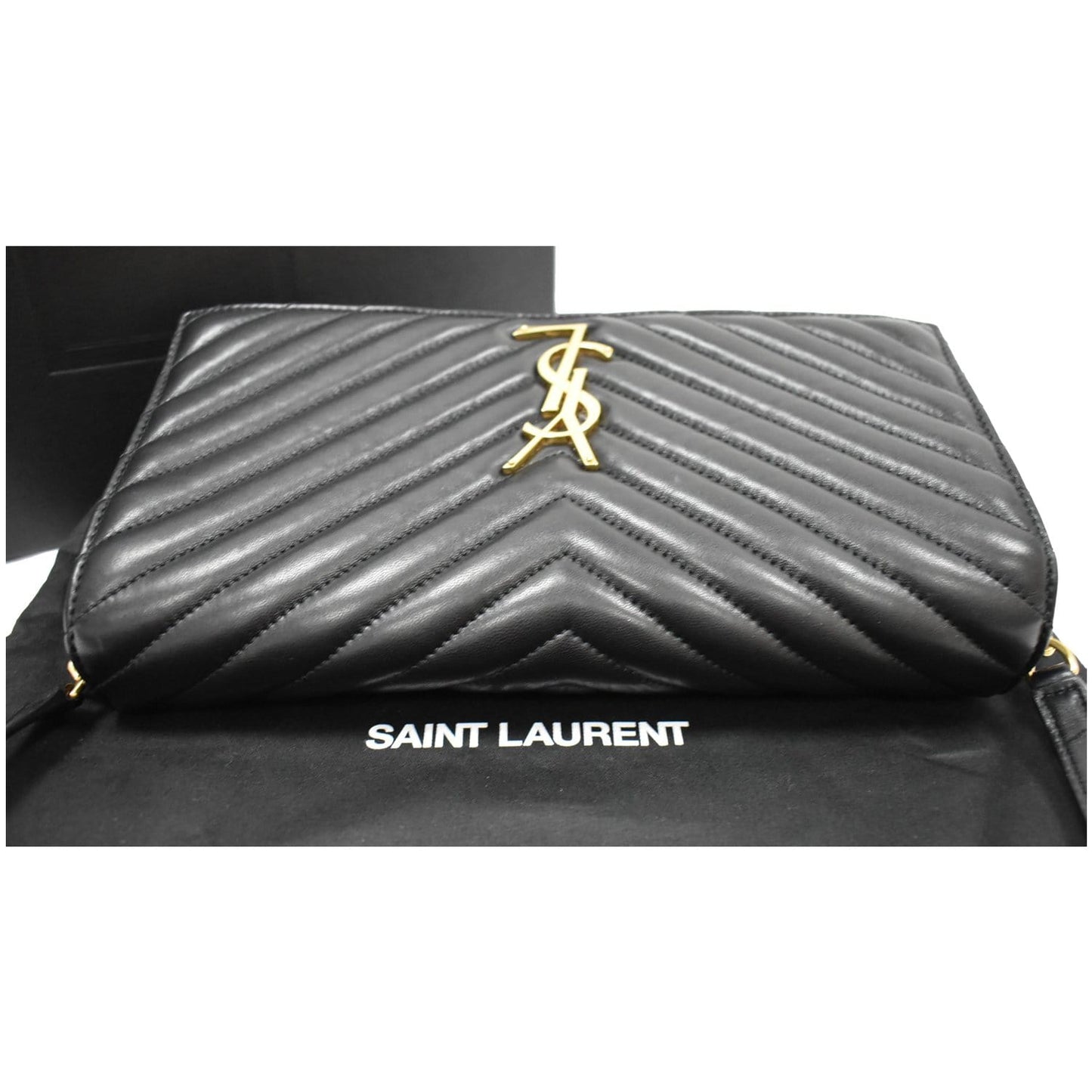 YVES SAINT LAURENT Kate 99 Chevron Leather Shoulder Bag Black