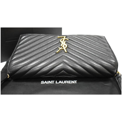 YVES SAINT LAURENT Kate 99 Chevron Leather Shoulder Bag Black