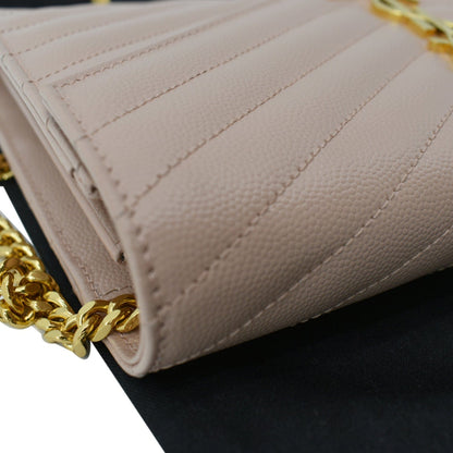 YVES SAINT LAURENT Grain De Poudre Chain Wallet Pink
