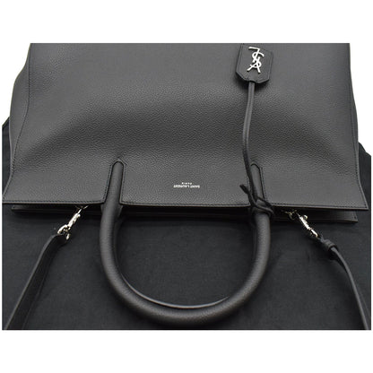 YVES SAINT LAURENT Cabas Rive Gauche Leather Tote Bag Black