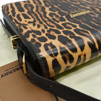 BURBERRY Grace Large Leopard Print Leather Shoulder Bag Multicolor