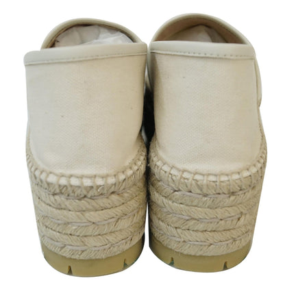 GUCCI Logo Sylvie Espadrilles Canvas Platform Off White 525989 US 8