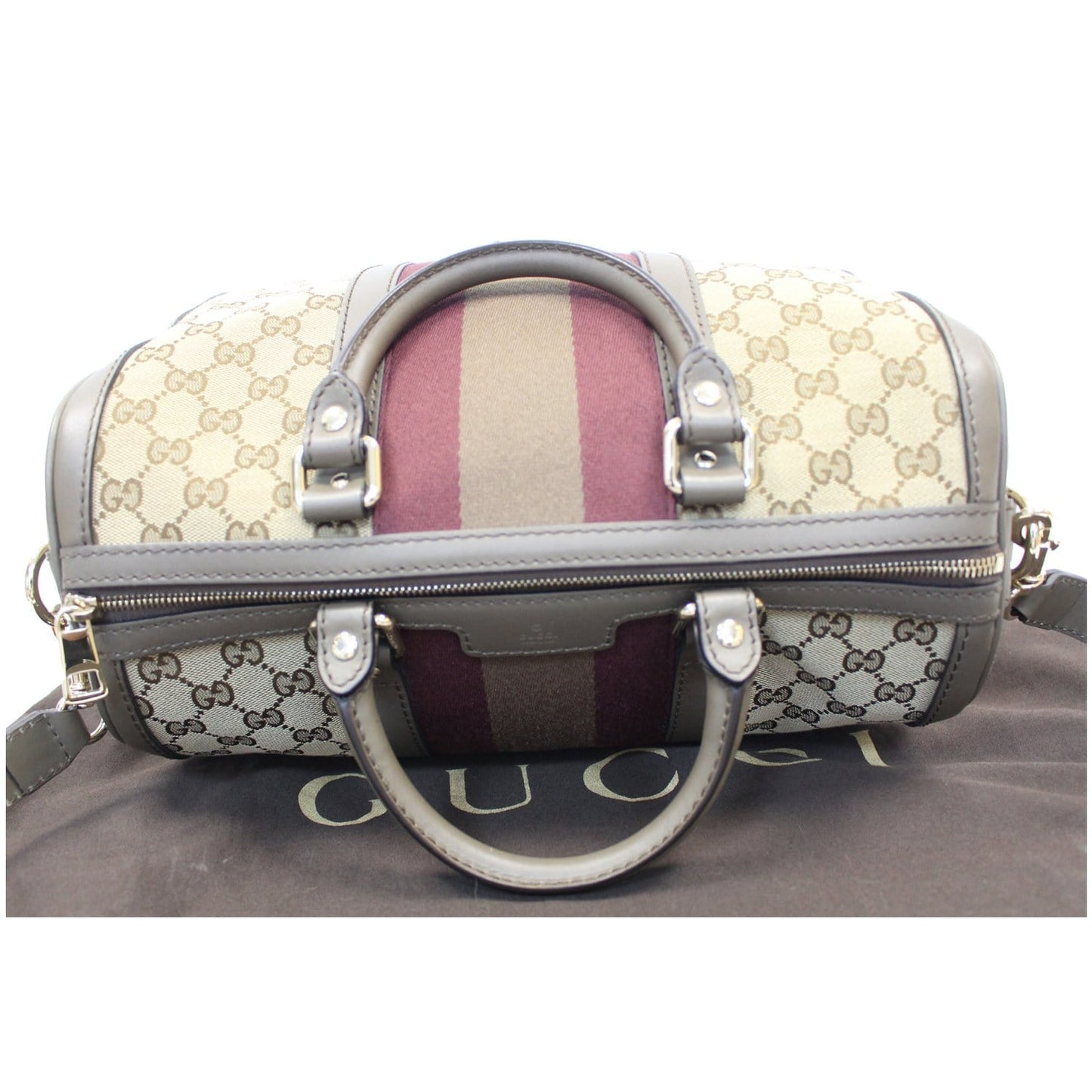 GUCCI Vintage Web Original GG Boston Bag Beige 247205