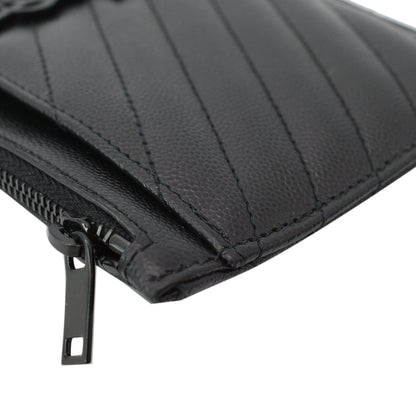 YVES SAINT LAURENT Matelasse Bill Grain De Poudre Zip Pouch Black