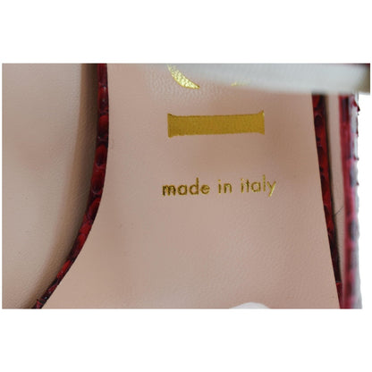 GUCCI Sylvie Python Leather Pumps Red Size 39 - Final Sale